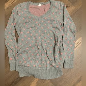 Grey with pink polka dots size small petite maternity old navy long sleeve shirt
